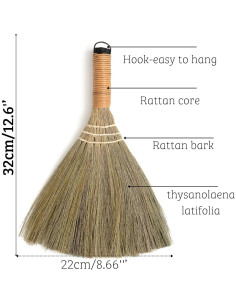 Juego de 2 Escobas de Paja Natural TTS 32 cm - Compactas 2