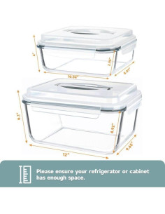 Contenedores de Almacenamiento de Alimentos de Vidrio KOMUEE 2 Piezas 6L y 2.2L 2