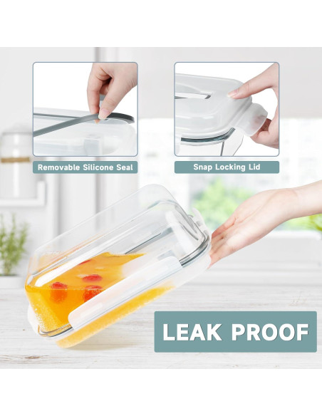 Contenedores de Almacenamiento de Alimentos de Vidrio KOMUEE 2 Piezas 6L y 2.2L