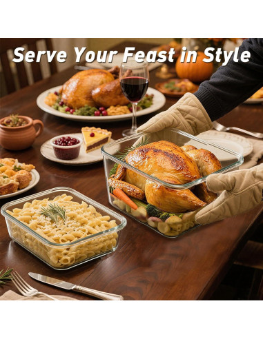 Contenedores de Almacenamiento de Alimentos de Vidrio KOMUEE 2 Piezas 6L y 2.2L