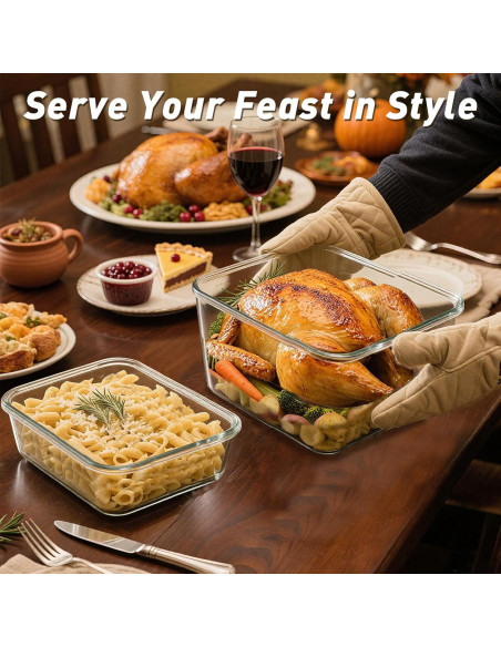 Contenedores de Almacenamiento de Alimentos de Vidrio KOMUEE 2 Piezas 6L y 2.2L