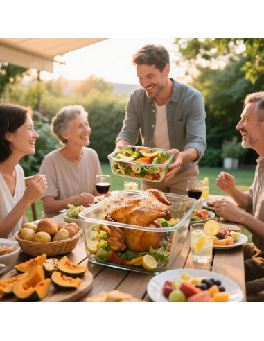 Contenedores de Almacenamiento de Alimentos de Vidrio KOMUEE 2 Piezas 6L y 2.2L