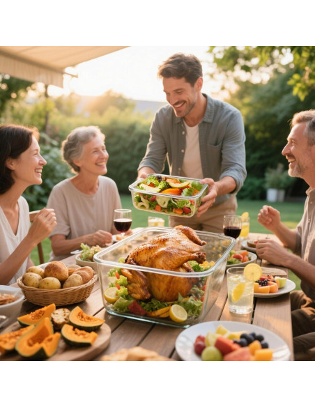 Contenedores de Almacenamiento de Alimentos de Vidrio KOMUEE 2 Piezas 6L y 2.2L