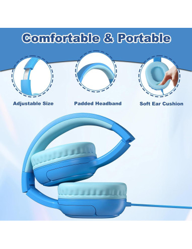 Auriculares Joysico YO1 para Niños con Micrófono Azul 85dB