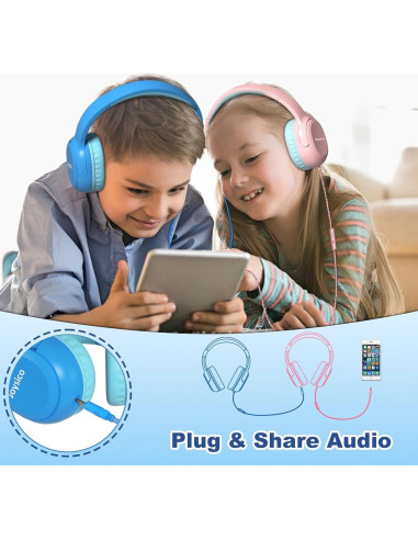 Auriculares Joysico YO1 para Niños con Micrófono Azul 85dB