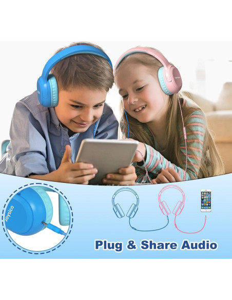 Auriculares Joysico YO1 para Niños con Micrófono Azul 85dB