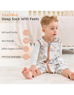 Saco de Sueño Yoofoss 3-4T 100% Algodón Orgánico con Pies 2