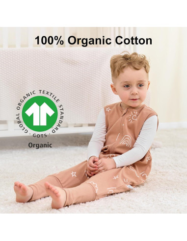 Saco de Sueño Yoofoss 3-4T 100% Algodón Orgánico con Pies
