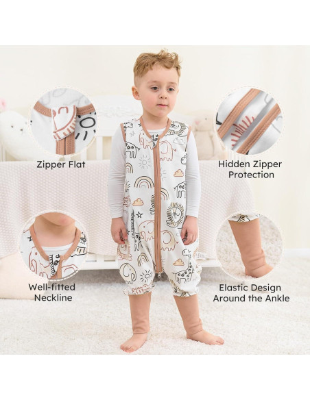 Saco de Sueño Yoofoss 3-4T 100% Algodón Orgánico con Pies