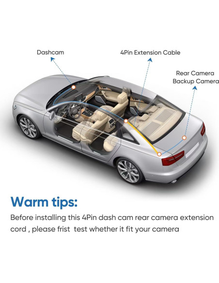 Cable de Extensión YQMAJIM 4 Pines 1.98m para Cámara de Respaldo