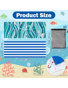 Paquete de 2 Toallas de Playa Magnéticas ARefugen 190.5x76.2cm 2