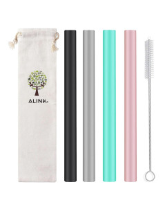 Pajitas de Silicona Reutilizables ALINK 25.4 cm 4 Piezas