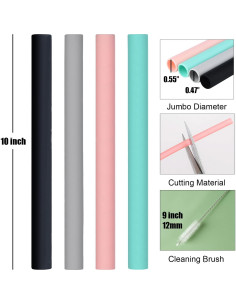 Pajitas de Silicona Reutilizables ALINK 25.4 cm 4 Piezas 2