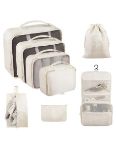 Set de Cubos de Empaque Ebbniur 8 Pzs Beige Gran Capacidad