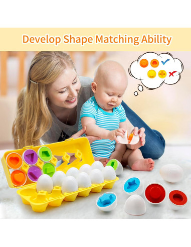 12 Huevos de Juguete Montessori Wanonoo para Niños 1-3 Años