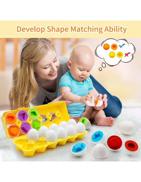 12 Huevos de Juguete Montessori Wanonoo para Niños 1-3 Años