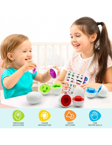 12 Huevos de Juguete Montessori Wanonoo para Niños 1-3 Años