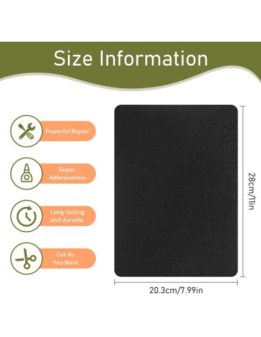 Parches de Tela de Lino Autoadhesivos CLINTT 20x28 cm Negro