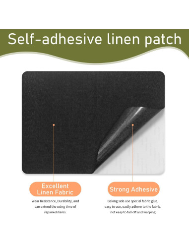 Parches de Tela de Lino Autoadhesivos CLINTT 20x28 cm Negro