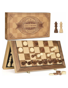 Juego de Ajedrez y Damas Magnético AMEROUS 15" 2 en 1