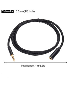 Cable de Extensión Auxiliar 3.5mm HiFi MECCANIXITY 1m Negro 2