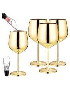 Juego de 4 Copas de Vino Irrompibles Patelai 18 oz Oro