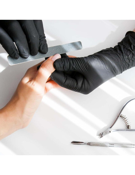 Guantes de Vinilo Desechables ForPro Negros Pequeños 100 Unidades