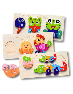 Rompecabezas de Madera Montessori Master Leon - Animales 3pack