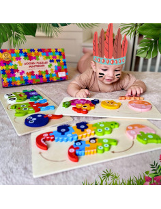 Rompecabezas de Madera Montessori Master Leon - Animales 3pack 2