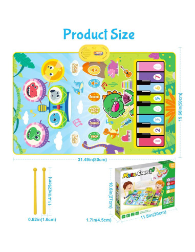 Alfombra Musical Dinosaurio Fuvappil 26.9x30 cm para Bebés