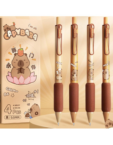 Bolígrafos Retráctiles de Gel MOZXIRZ 0.5mm Tinta Negra - 4 Pcs