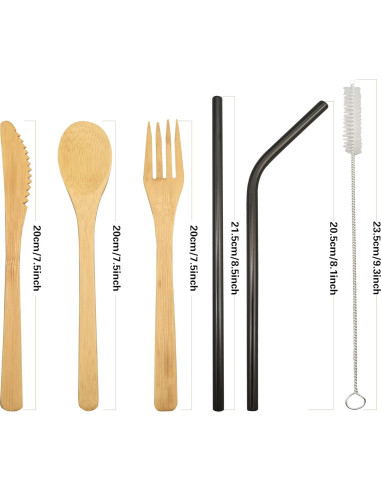 Juego de Cubiertos de Bambú UPTRUST - 6 Piezas Reutilizables