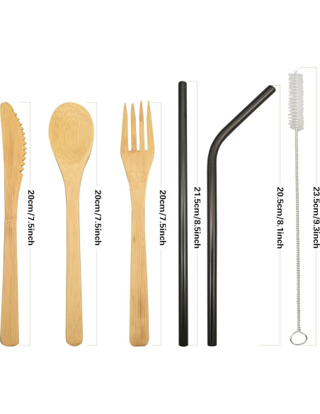Juego de Cubiertos de Bambú UPTRUST - 6 Piezas Reutilizables