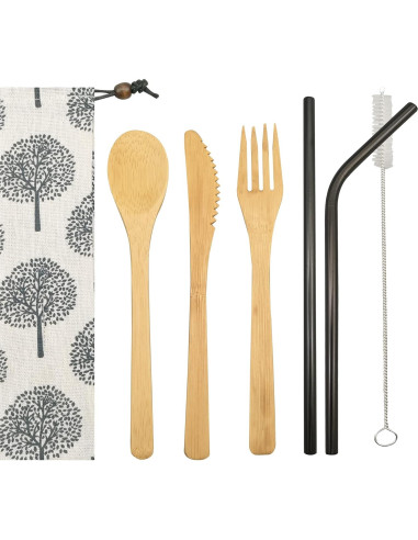 Juego de Cubiertos de Bambú UPTRUST - 6 Piezas Reutilizables