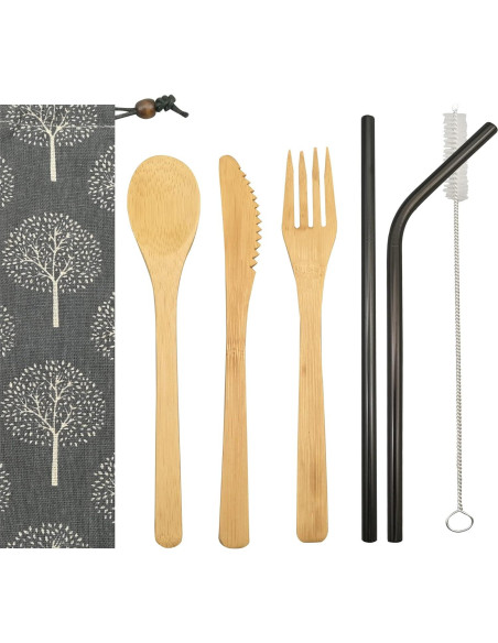 Juego de Cubiertos de Bambú UPTRUST - 6 Piezas Reutilizables