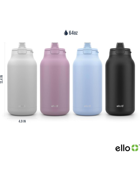 Jarra Aislada al Vacío Ello Hydra 1.89L Acero Inoxidable Negro