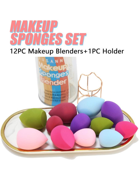 Juego de Esponjas de Maquillaje 12pcs + Soporte S SUSANN