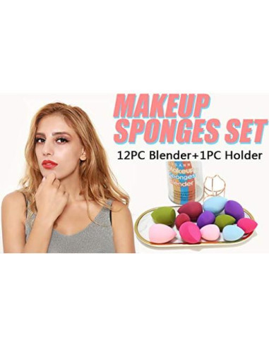 Juego de Esponjas de Maquillaje 12pcs + Soporte S SUSANN