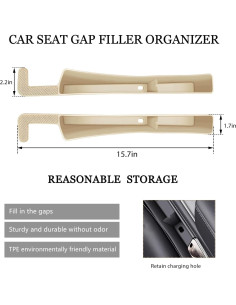 Relleno de Espacio entre Asientos de Coche MUQIDA 2PCS Beige 2