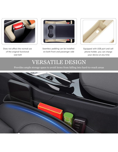 Relleno de Espacio entre Asientos de Coche MUQIDA 2PCS Beige