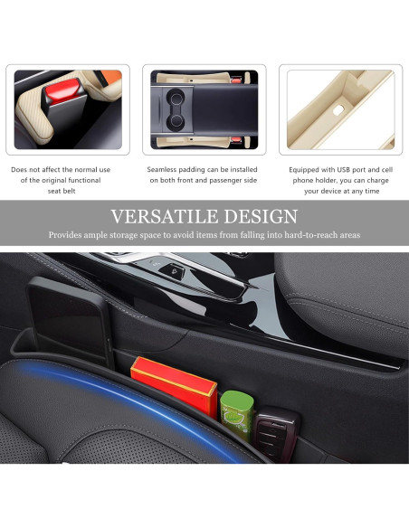 Relleno de Espacio entre Asientos de Coche MUQIDA 2PCS Beige