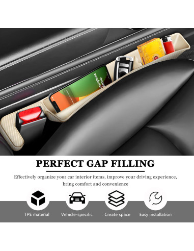 Relleno de Espacio entre Asientos de Coche MUQIDA 2PCS Beige