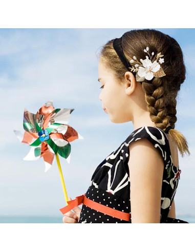 3 Horquillas de Hoja Dorada SHEHARUHI con Perlas y Cristales