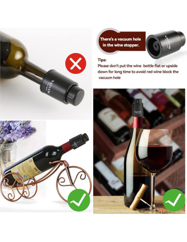 2 Tapones de Vacío para Botellas de Vino Sunwuun - Conservador Reutilizable