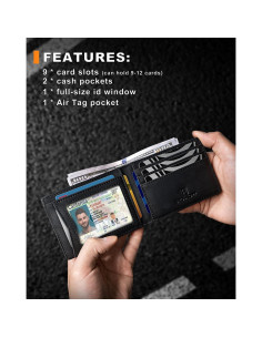 Billetera Bifold de Cuero para Hombres con Soporte Airtag - BROSHOPP 2