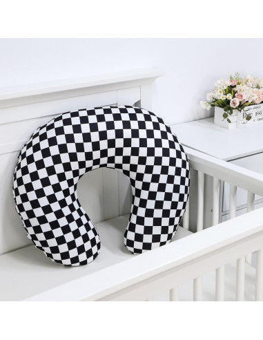 Funda de Almohada de Lactancia DILIMI Cuadrícula Negra Suave