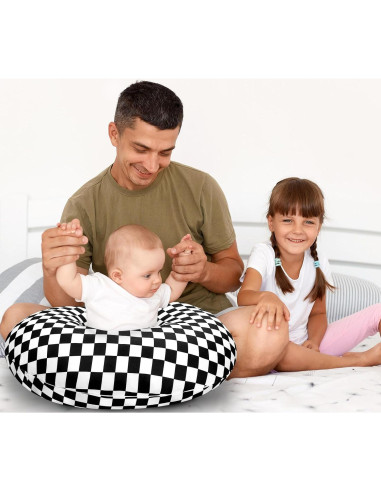 Funda de Almohada de Lactancia DILIMI Cuadrícula Negra Suave