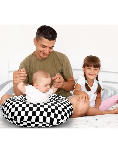 Funda de Almohada de Lactancia DILIMI Cuadrícula Negra Suave