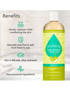 Champú y Gel de Baño Puracy 340 ml para Bebés Piel Sensible 2