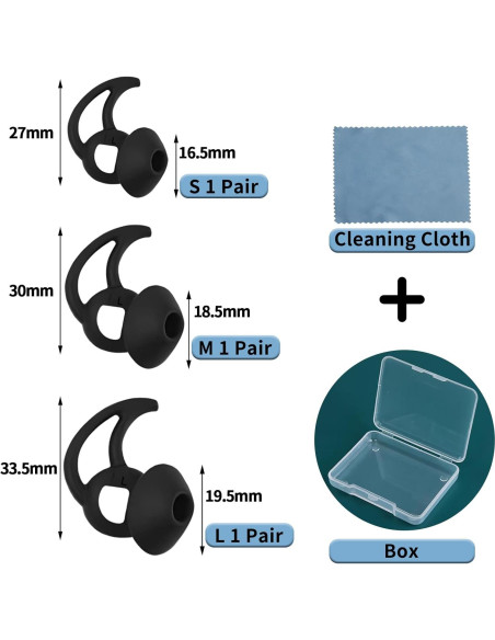 Consejos de Reemplazo Bose QCNC Silicona 3 Pares Negro